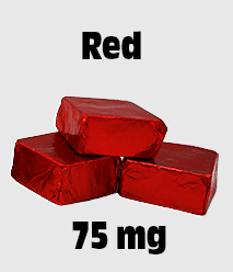 Delta 8 Edibles: Delta 8 Chocolate 75 mg Red 75 mg Defined Display. Small Image.