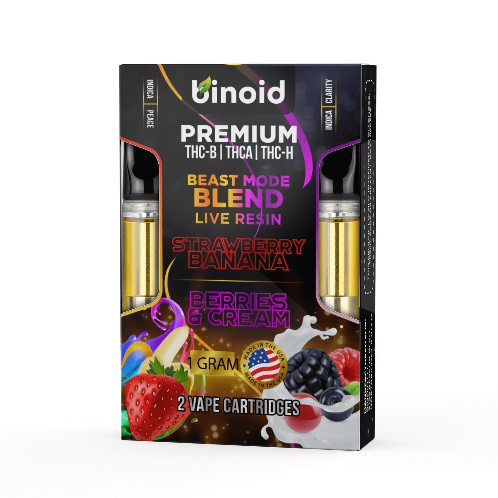 Binoid Beast Mode Blend Live Resin Cartridge, 2 Pack Combo