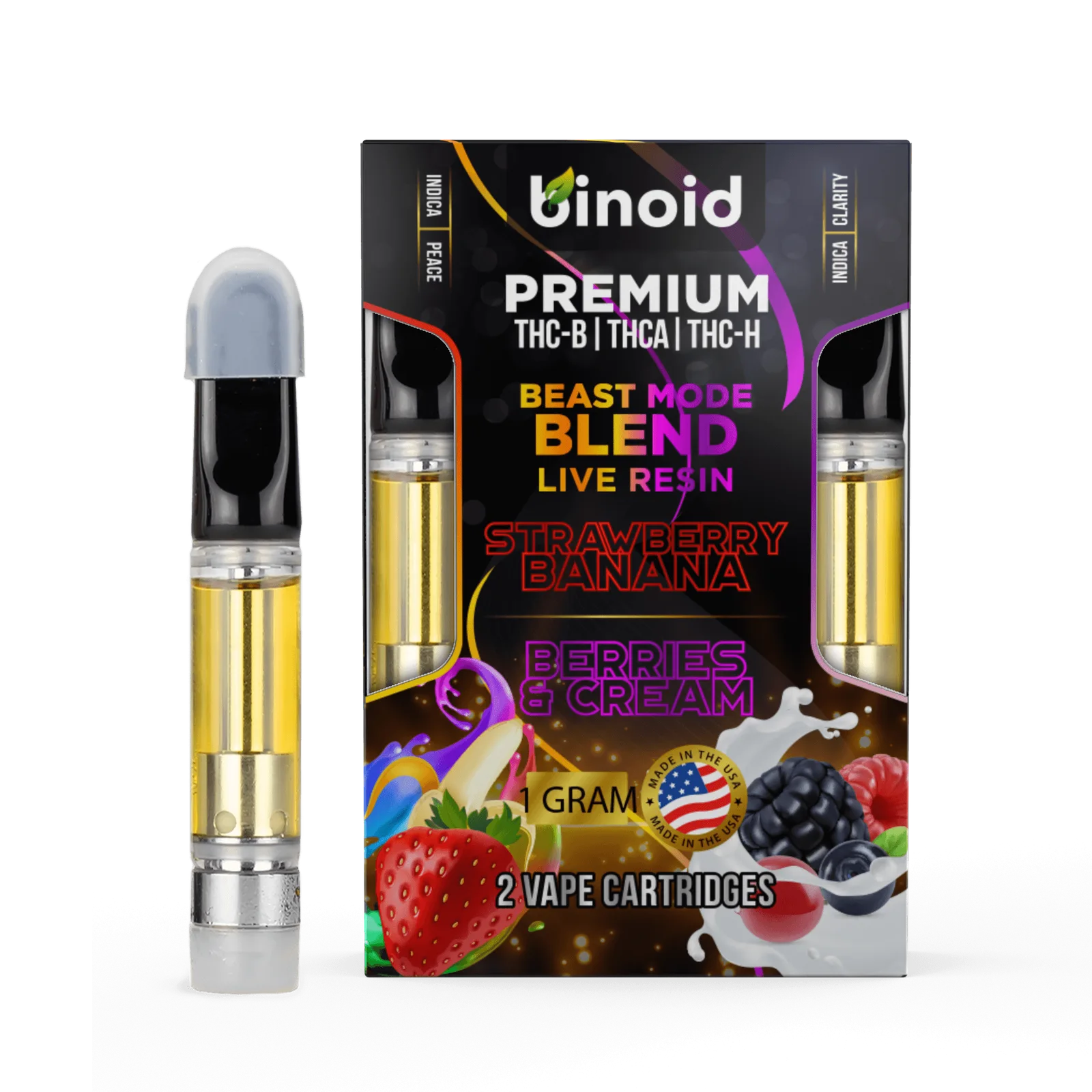 Binoid Beast Mode Blend Live Resin Cartridge, 2 Pack Combo